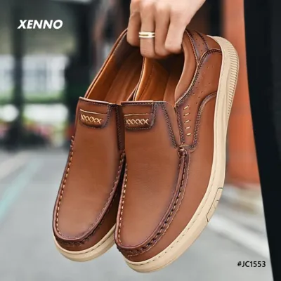 Cowhide Rubber Sole Comfortable Slip-Ons Casual Shoes